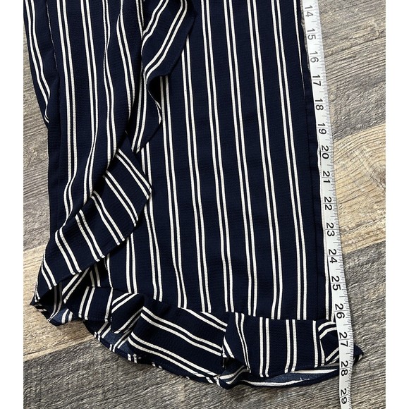 Green Envelope Women's Blue Striped Ruffle Wide-Leg Casual Pants Trouser Size M - Picture 12 of 12
